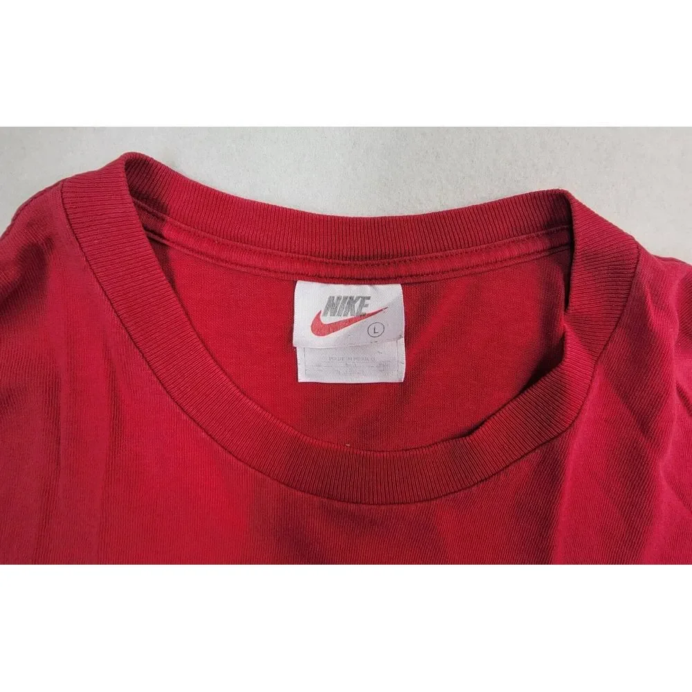 Vintage 90s Nike Embroidered Logo Crewneck Cotton‎ Long Sleeve T-Shirt Men's L